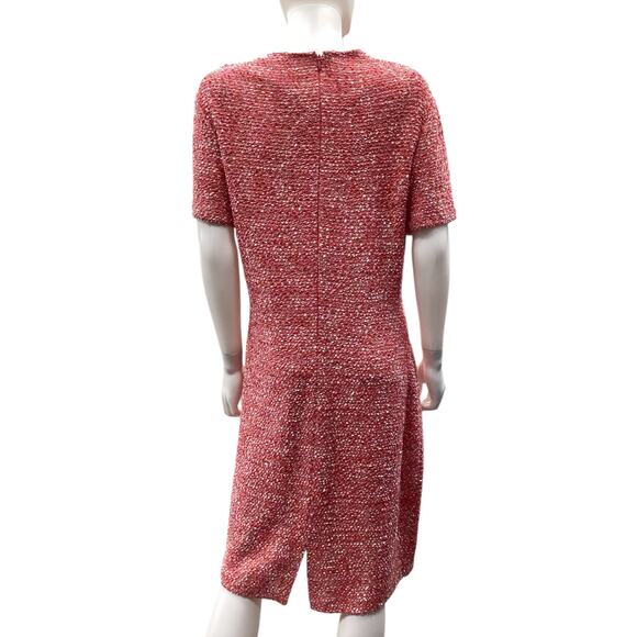 NWT St. John Women’s Dress Size 14 Boucle Fine Knit Short Sleeve Shades Of Pink - Picture 4 of 6